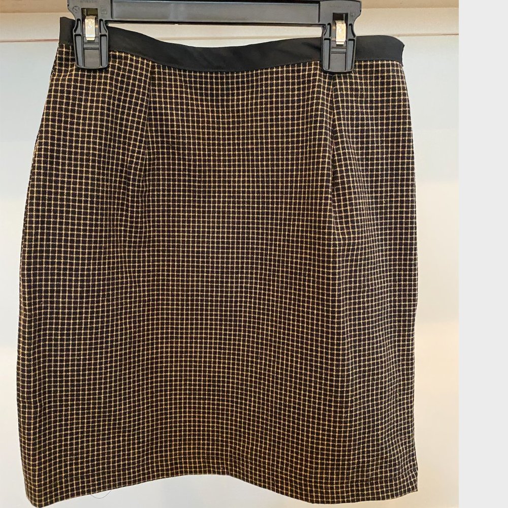 Black and Brown Checkered Pencil Skirt